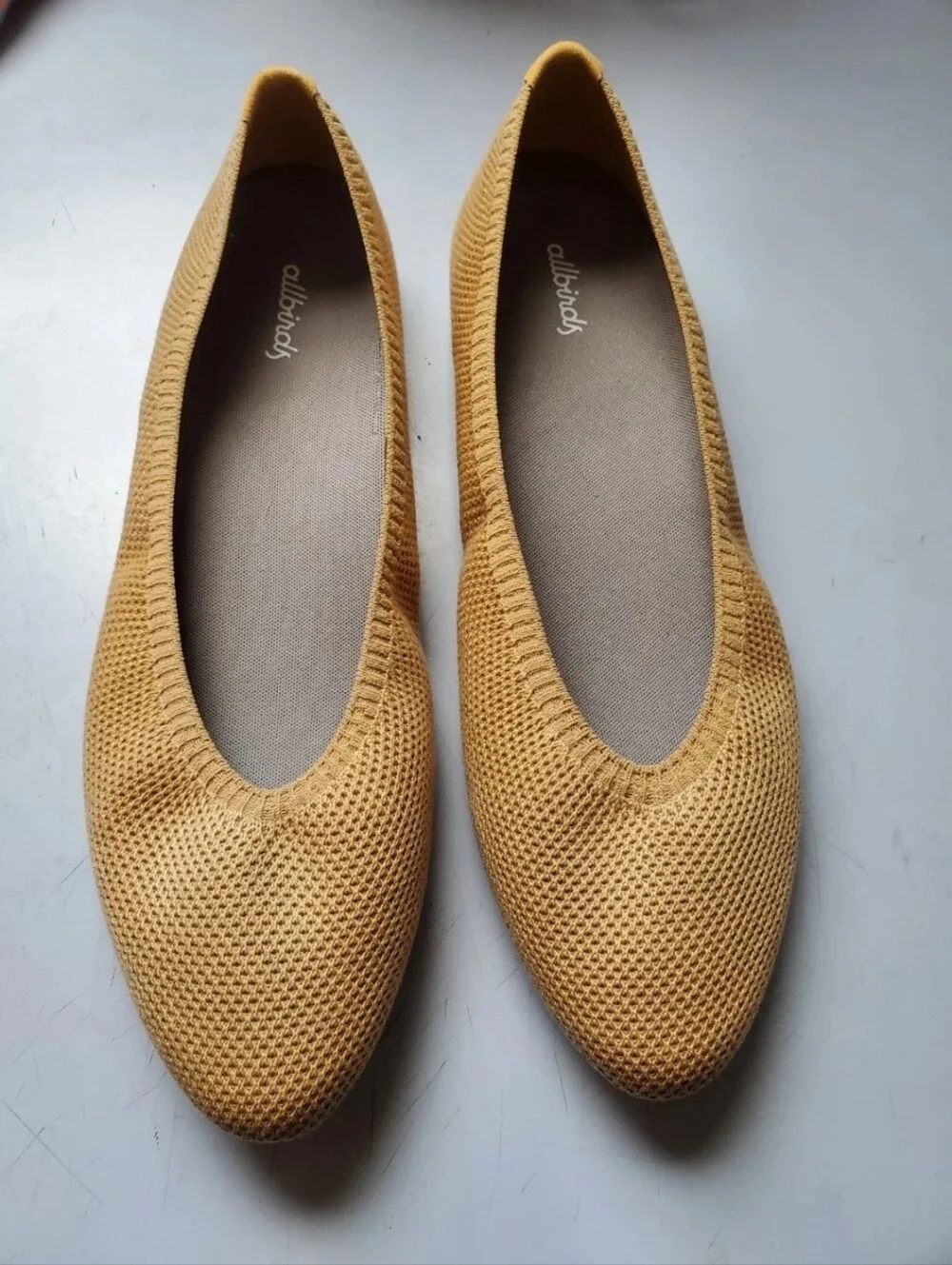 allbirds Women's Mustard Knit Ballet Flats Size 11  Excellent